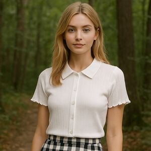 3/$15! H&M Pointelle Collared Top